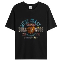 New Fashion Diamond Rhinestones Bulldog Luxury Men T-Shirt High Quality