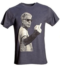 Men’s Anthony Bourdain Middle Finger Graphic T-Shirt Heather Navy Blue