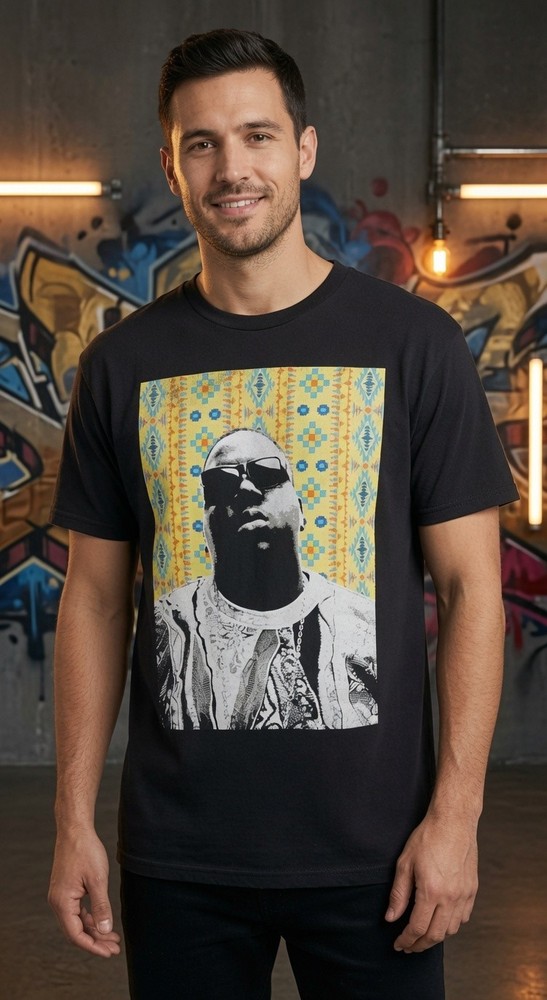 Vintage Brooklyn Mint Biggie Smalls XL Aztec Graphic T-Shirt Hip Hop