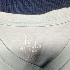 George Men’s XL Light Blue V-Neck Recycled Polyester Cotton T-Shirt