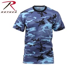 Sky Blue Camo T-Shirts Tagless Cotton Poly Blend Small6788-S
