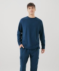 Pact Men’s Airplane Long Sleeve Crew Shirt Medium French Navy Top Outerwear