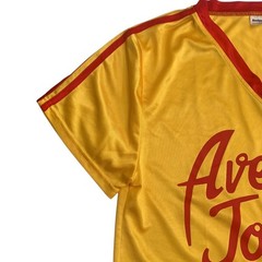 Average Joes Men’s Size M Dodgeball Yellow V-Neck Costume Satin Shirt Jersey