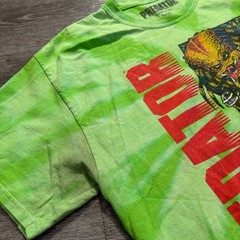Predator Shirt Mens Large Green Cotton Graphic Tee Tie Dye Movie Sci-Fi Retro