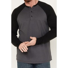 Mens Long Sleeve Henley Raglan T Shirt Grandad Neck Contrast T-Shirt New Top