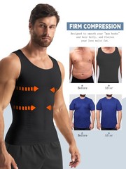 Mens Compression Shirt Slimming Body Shaper Chest Belly Tummy Control Vest Tank