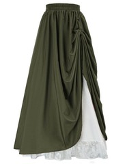 Maxi Long Renaissance Skirts for Women Double Layered Ren Faire Costume
