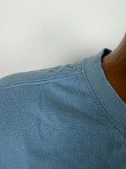 Vintage 90s Blank Shirt XL Oversize Minimal Slate Blue Midweight Cotton Route 66