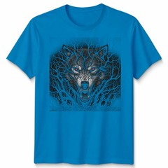 Spiral Forest Wolf Unisex T Shirt Black Cotton Goth Biker Rock Graphic Tee Shirt