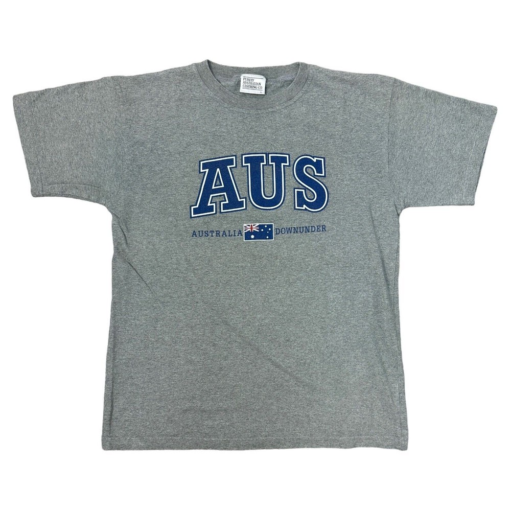 Vintage T-Shirt Australia Flag Graphic Print 90s Grey Mens Large