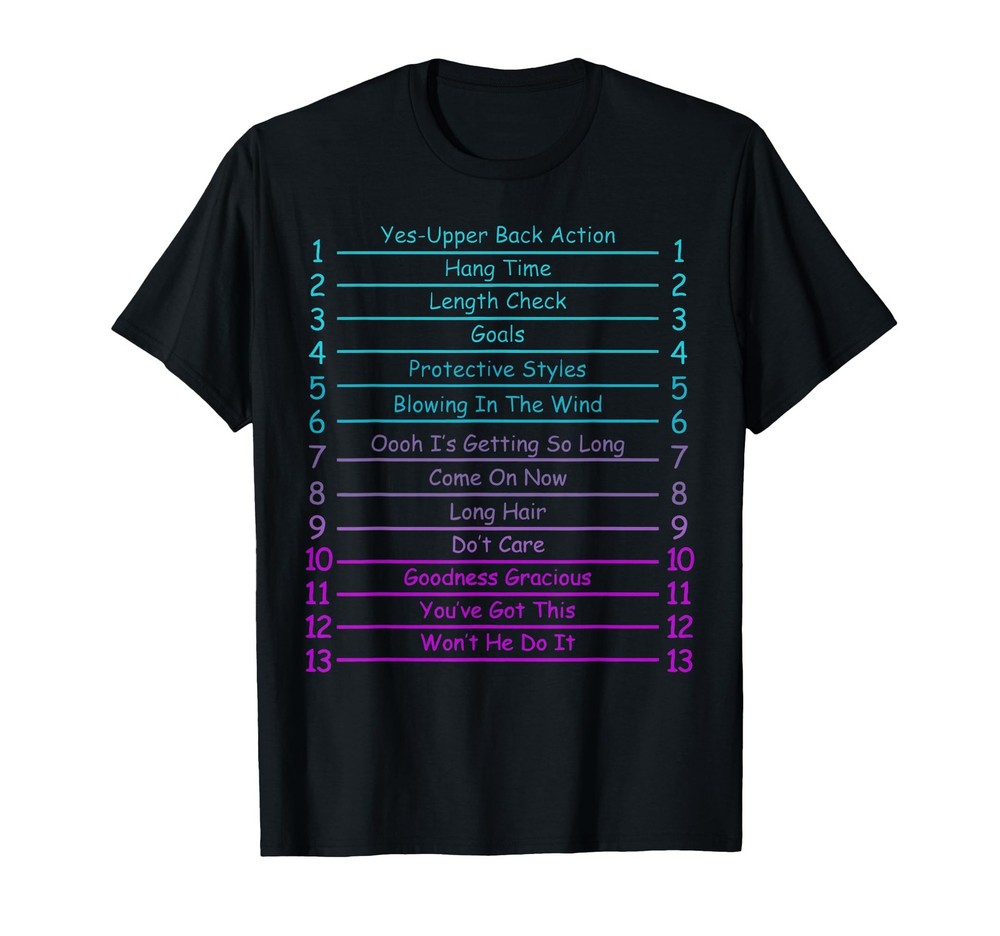 Track Your Long Natural Hair Length Check Hair Growth Chart T-Shirt