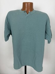 Vintage 80s 90s Ribbed Henley Shirt Large Minimal Casual Grunge Skater Cotton