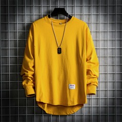 Men’s Casual Baggy Long Sleeve Shirt Sports Round Neck Fashion T-Shirt Street