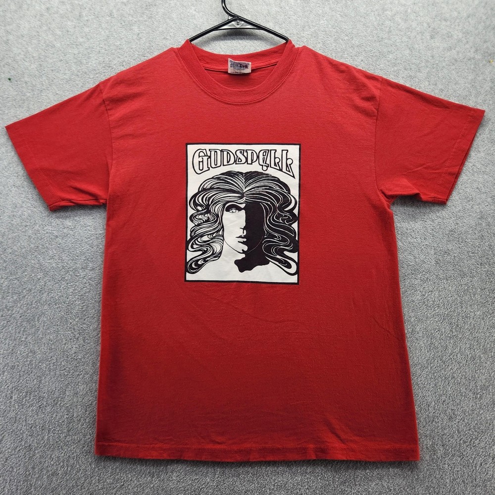 Vintage Hanes Shirt Mens Medium Red Godspell Graphic Tee 2002 Lutheran Players