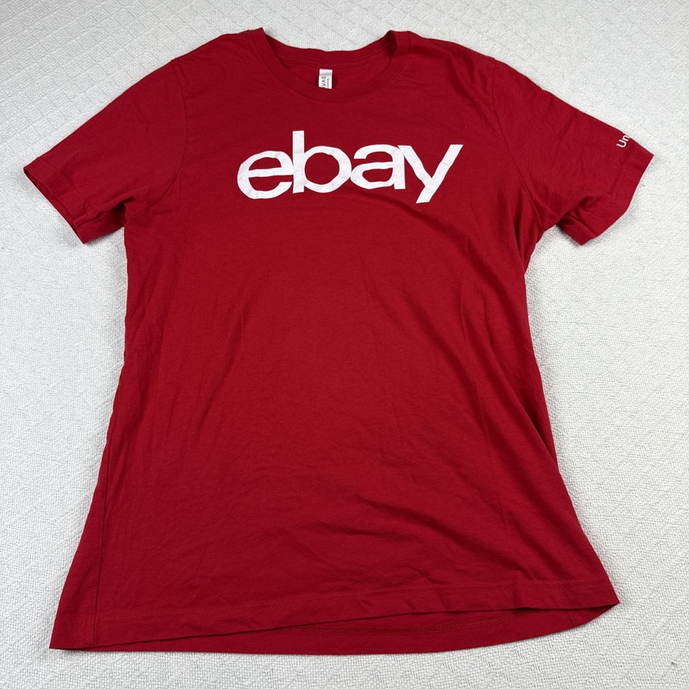 eBay Red T-Shirt Womens L Fits M Logo Graphic Tee Short Sleeve Casual