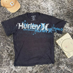 Vintage Hurley Surf Skate T-Shirt Black Blue Logo Graphic Men’s Size L Chest 44