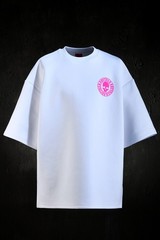 ByTheR Men’s White Oversized Drop Shoulder Logo Embroidered Streetwear Tee