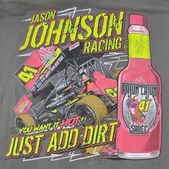 Jason Johnson Racing 41 Hot Sauce Add Dirt Distresed Graphic T Shirt Men’s XL