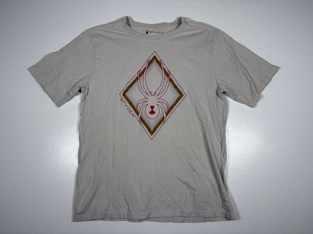 Spyder T Shirt Men Medium Tan Graphic Logo Cotton Athletic Casual Wear