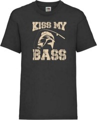 Fishing Kiss My Bass Humour Novelty T Shirt Various Colours And Sizes