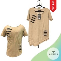 Y2K Grunge Style North’s Republic Asymmetrical slashed short sleeve Men Tee