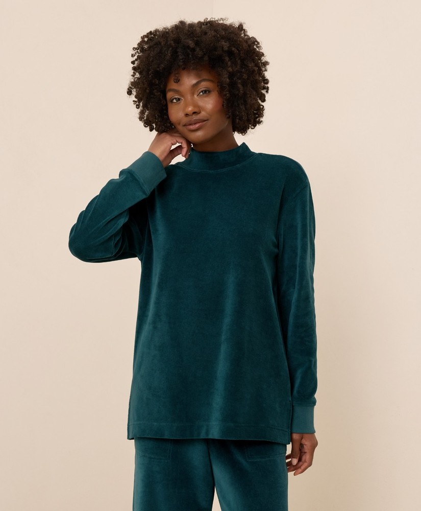 Pact Women’s Pure Velour Mock Tunic Extra Small Celestial Long Sleeve Top