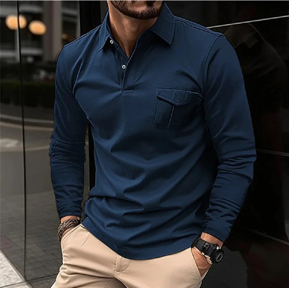 Autumn And Winter New Sports Polo Shirt Men’s Long-sleeved Casual Lapel Polo Shi