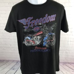 Motorcycle T-Shirt Adult Large Black SS Freedom Patriotic Biker Lightweight Tee