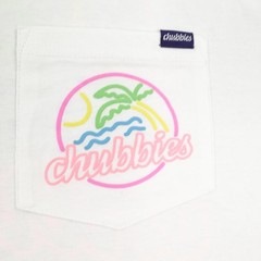 Chubbies Shirt Mens Large White Neon Dream Palm Tree Beach Short Sleeve Tee NEW