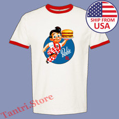 Bob’s Big Boy Burger Men’s Ringer Red Size S to 3XL