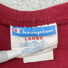 Champion Mens T-Shirt Red Long Sleeve Crew Neck Logo Pullover Cotton Size L