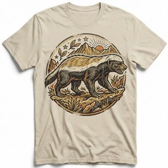 Honey Badger Fearless Wild Animal Mountain Vintage Badge t-shirt Nature Tee