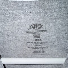 AFTCO Gray Fishing Graphic Logo Short Sleeve Crew Neck T-Shirt Mens L