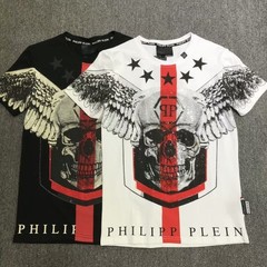 PHILIPP PLEIN INDIAN T-SHIRT PHILIP SKULL RHINESTONE SKULL POLO T-SHIRT