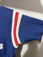 1960s Home Savings Blue Distressed Durene Ringer Jersey T-Shirt Flaws M