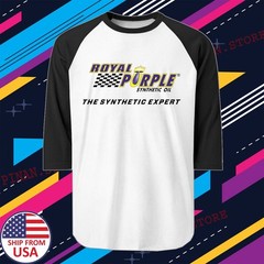 Royal Purple Synthetic Oil Men’s Raglan Black Size S to 2XL