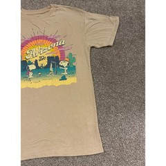 Peanuts Graphic Tee Unisex Small Tan Excellent Arizona Snoopy Woodstock Sunset