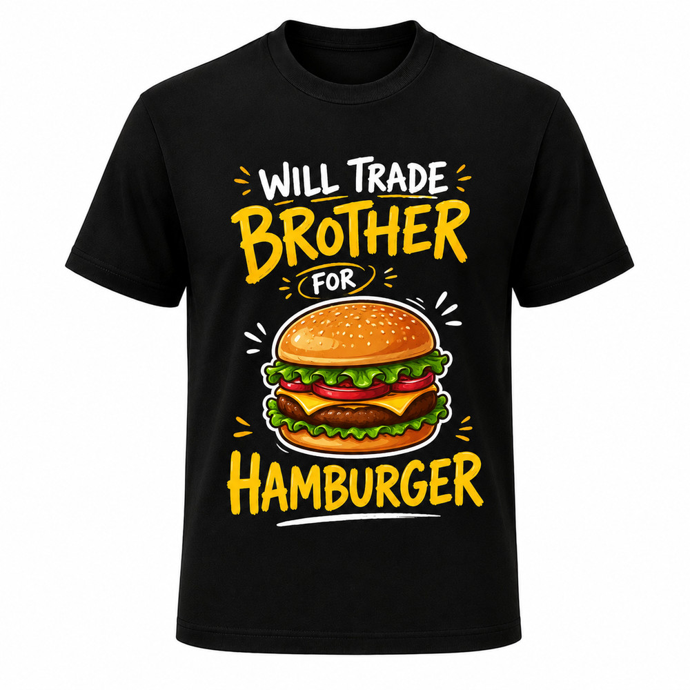 Will Trade Brother for Hamburger T-Shirt For Mens Novelty Tee Top T-shirt