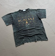 Vintage 90s Maiden West Kauai Hawaii T Shirt Medium Acid Wash Gray Single Stitch