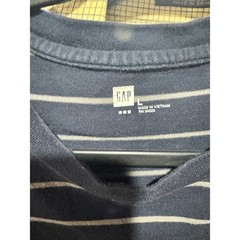 GAP Mens Short Sleeve Striped T-Shirt Navy Blue Grey Crew Neck Large L RN 54023