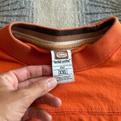 Vintage Ecko Unltd Orange Embroidered Rhino Logo T-Shirt XXL Streetwear Y2K