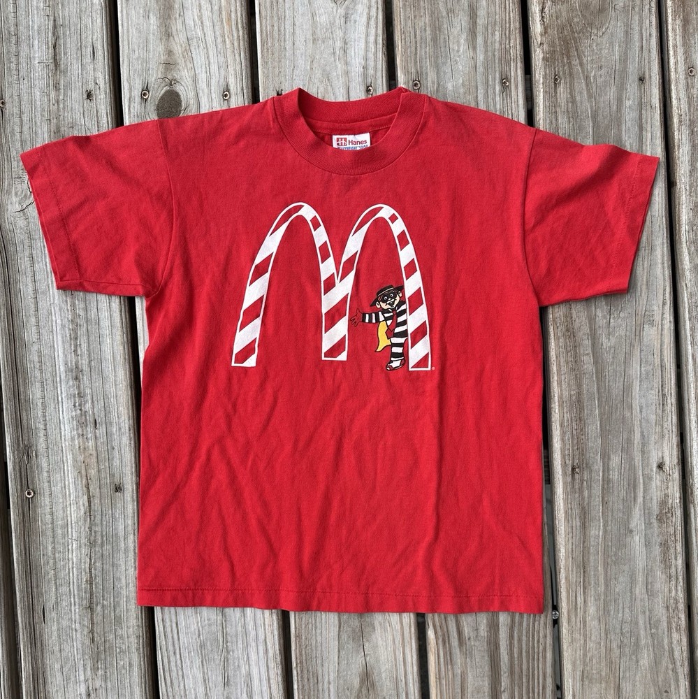 Vintage Hamburglar McDonald’s Graphic T-Shirt L Hanes Heavyweight 50/50 Red 90s