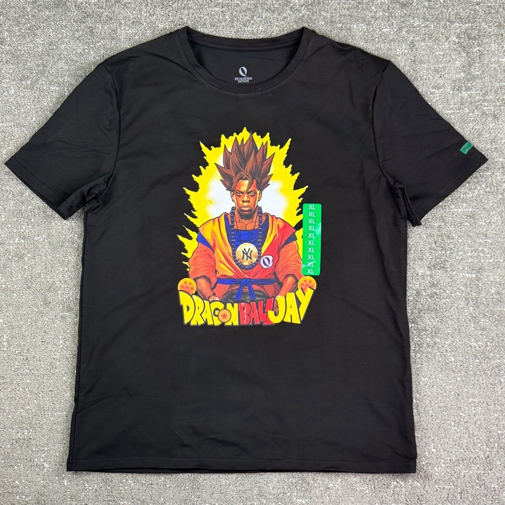 Qualified Denim T-Shirt Mens XL Black Dragon Ball Jay Graphic Tee Mashup NWOT