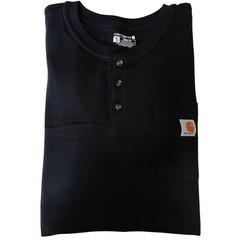 CARHARTT HENLEY SHIRT MENS XLT SHIRT SLEEVE BLACK 100% COTTON CHEST POCKET LOGO
