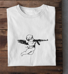 Angel T-Shirt – Machine Gun Baby Angel Tumblr Cherub Shirt, Unisex Tee