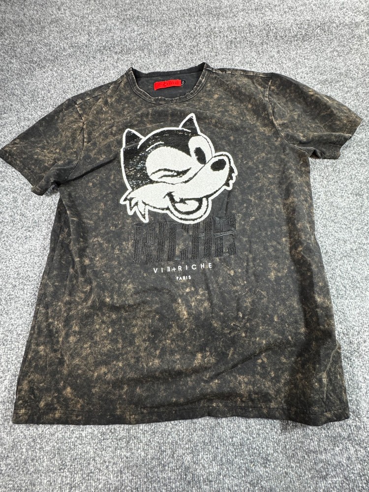Vie + Riche Paris Men’s T-Shirt Size XLarge Black Felix The Cat Crew Neck