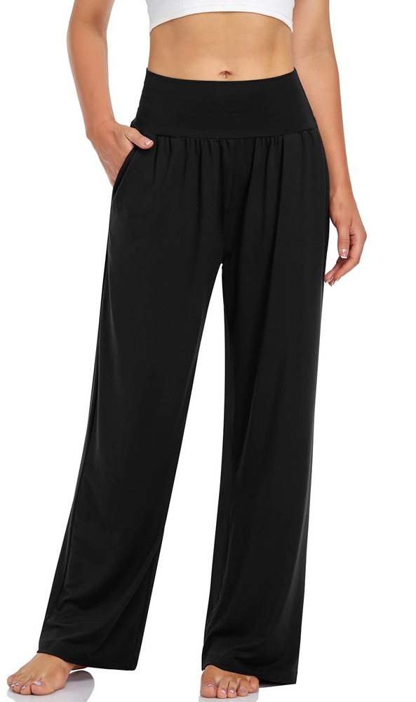 Women’s Wide Leg Comfy Stretch High Waist Yoga Pants Casual Loose Fit Home Lo…