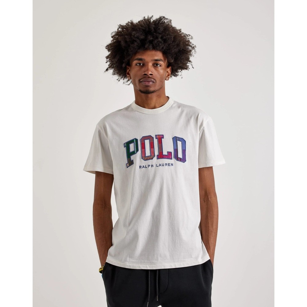 Polo Ralph Lauren Mens XXL WHITE Plaid Applique Logo Graphic T-Shirt