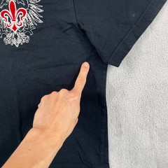Vintage Y2K Rebel Spirit T Shirt Men XL Black Fleur De Lis Embroidered Applique
