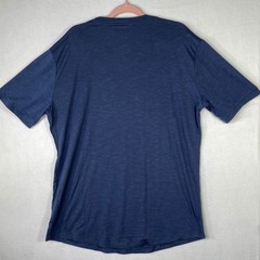 COOFANDY Mens XL Blue Slub Knit Crew Neck Short Sleeve T-Shirt Curved Hem Casual